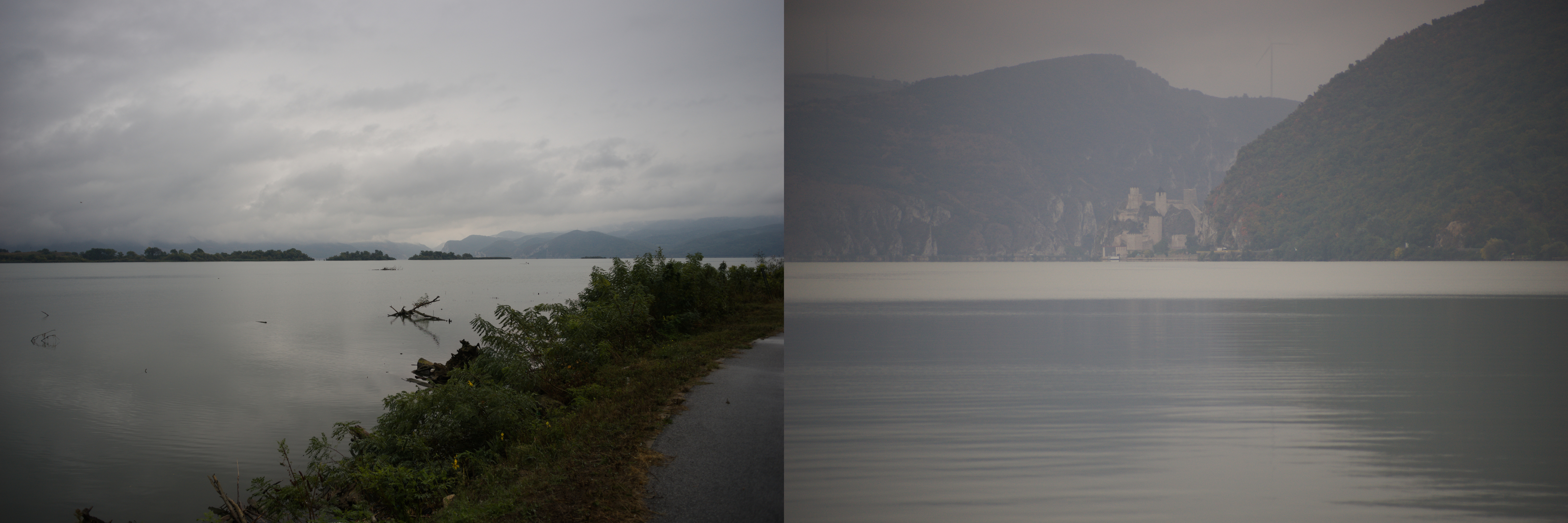 The beginning of Djerdap Canyon and Golubac Fortress in the far