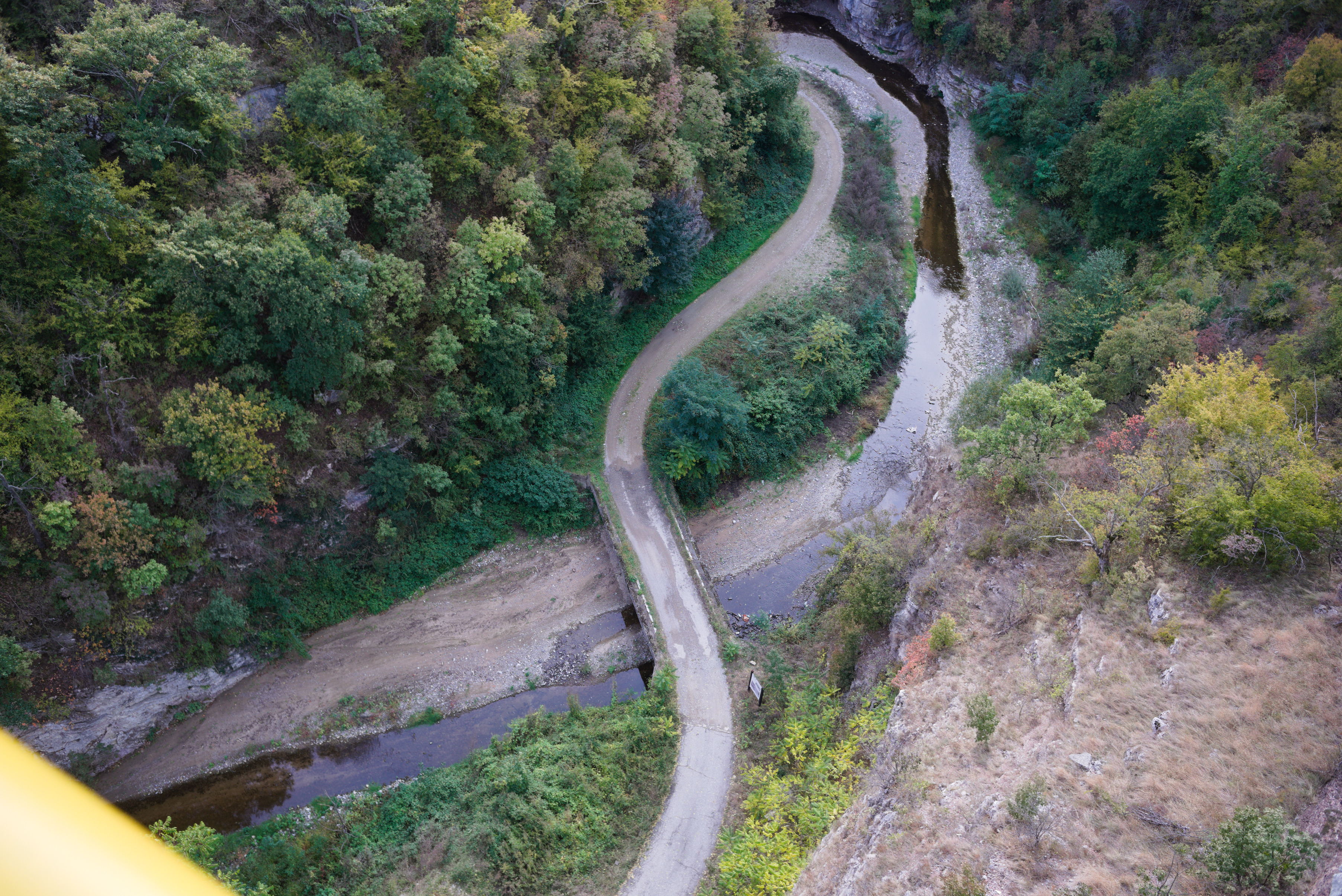 The view from the bridge on a small river