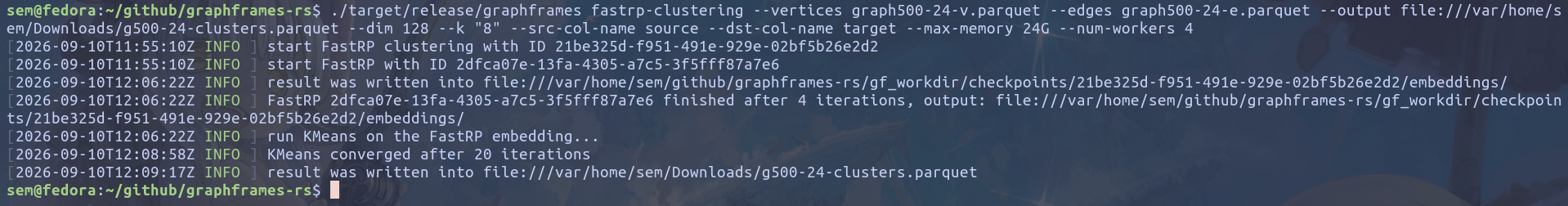 A screenshot of the algorithm run on graph500-24